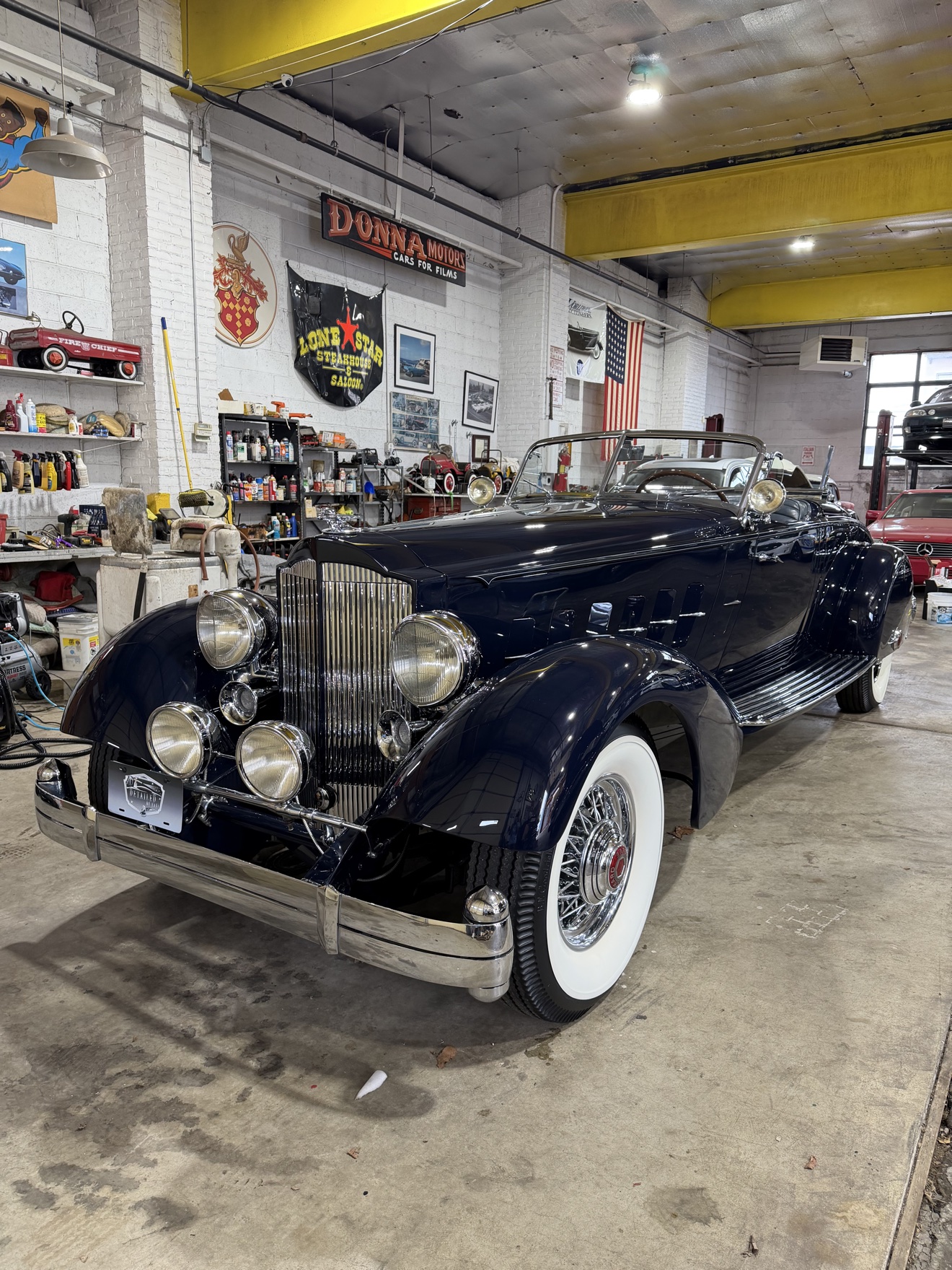 1934 Packard Twelve convertible front three-quarter view after detailing