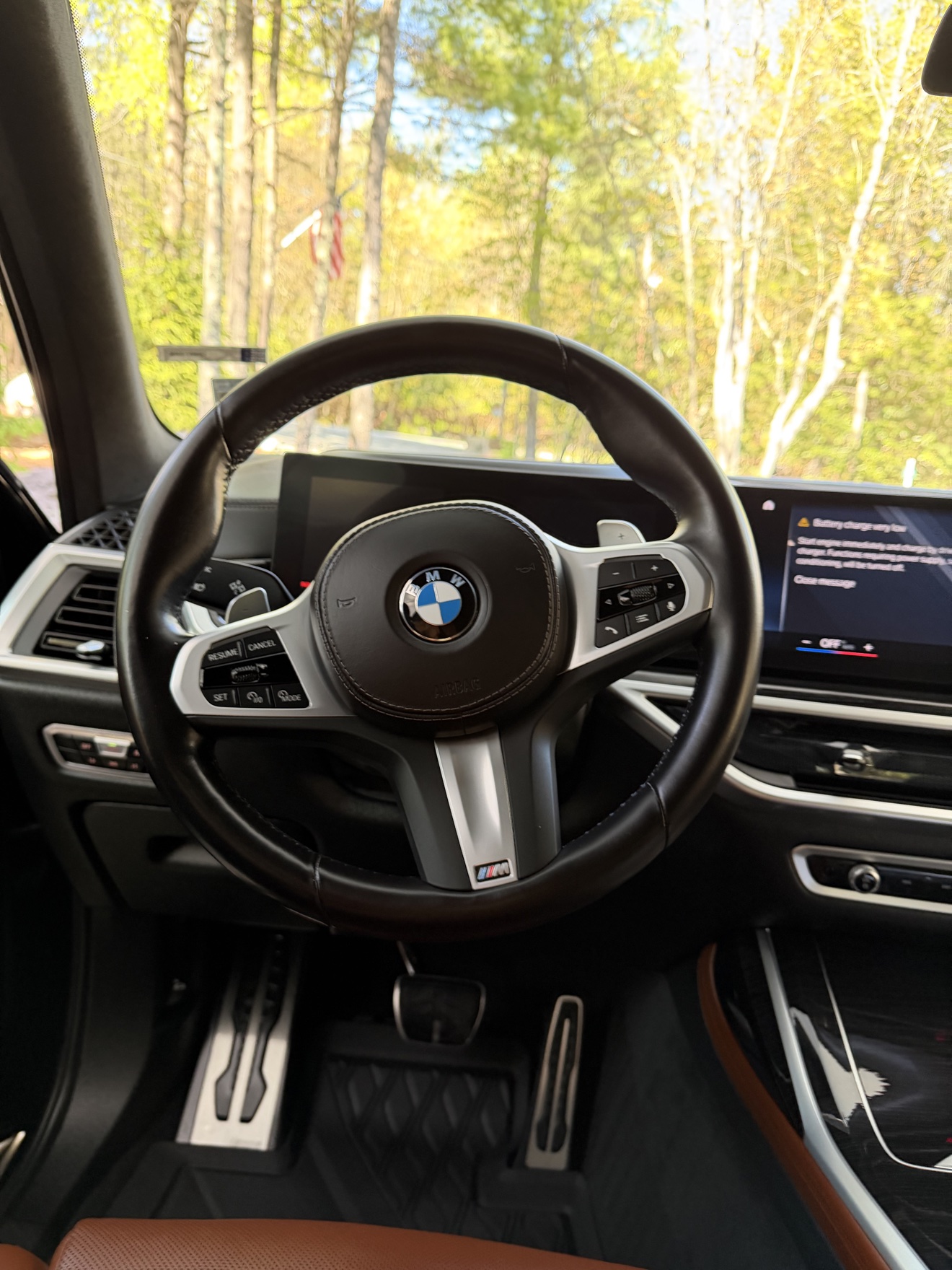 Close-up of the steering wheel with M badge in a BMW X7