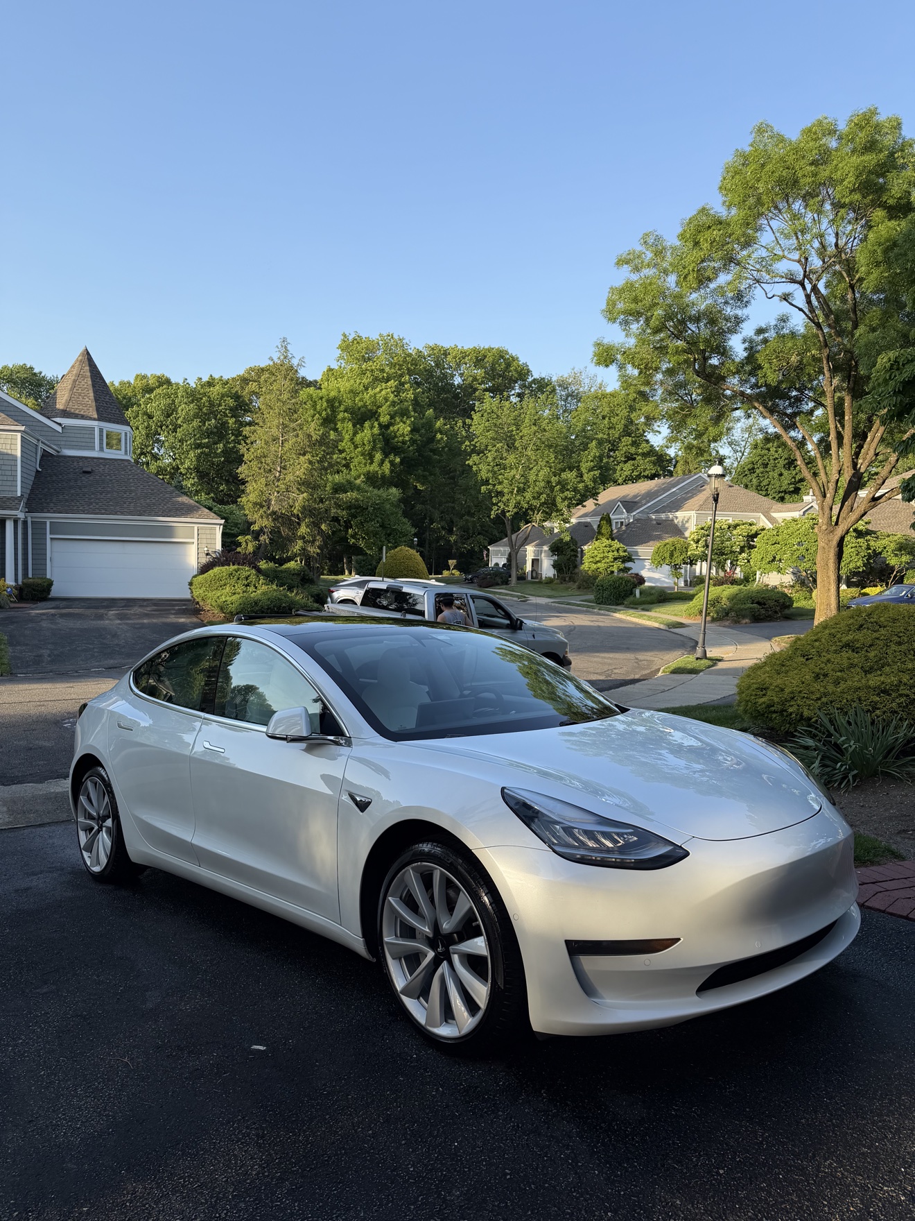 White Tesla Model 3 after detailing