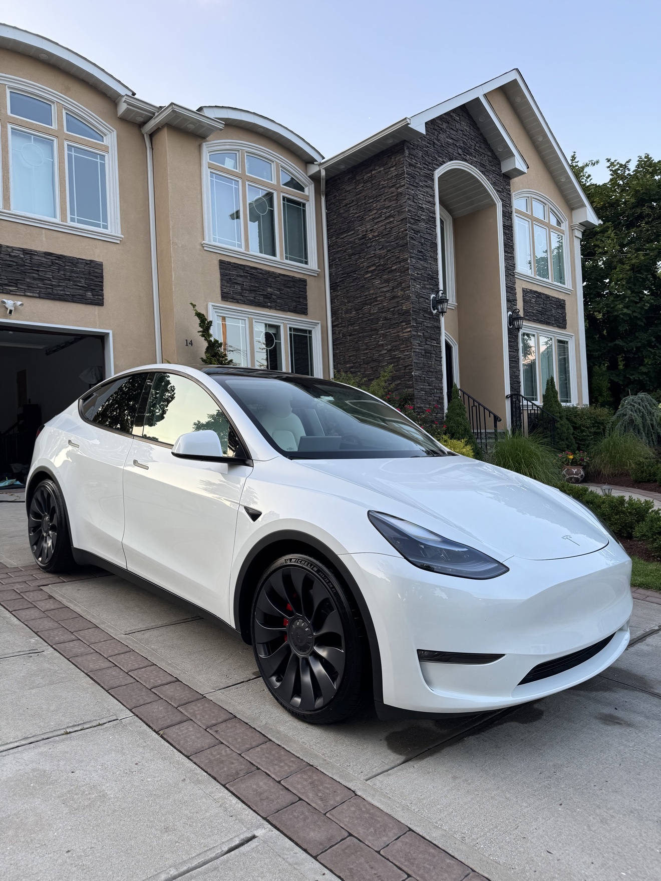 White Tesla Model Y after detailing