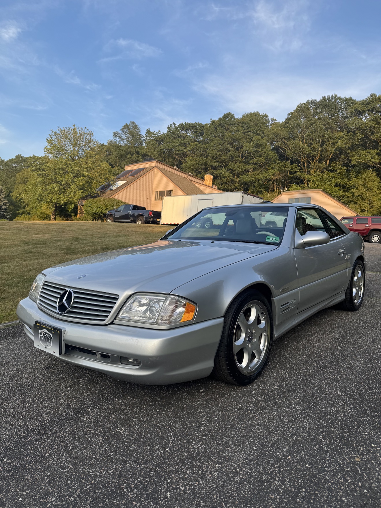 Silver Mercedes-Benz SL500 roadster after detailing