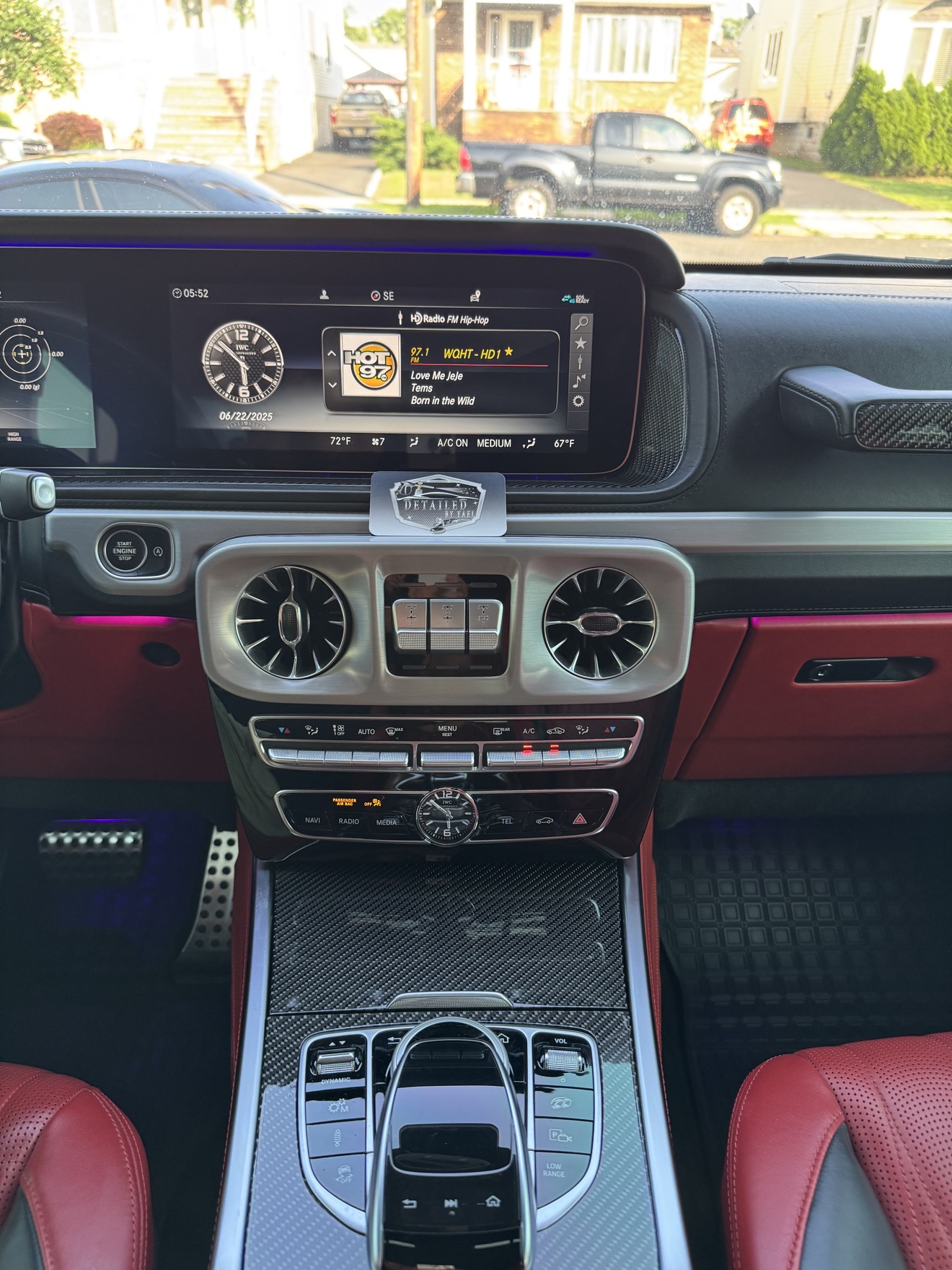 G-Wagon center console with Detailed by Yael card on the dash
